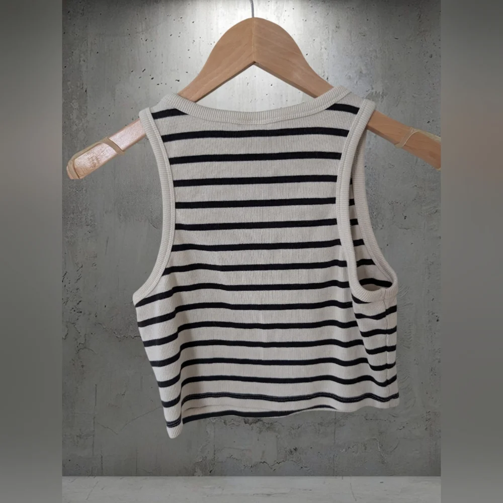 H&M Striped Ribbed Crop Tank - Picture 3 of 4